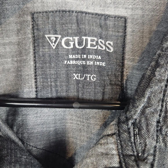 Mens Guess Black Denim Shirt Xl Cotton - Picture 3 of 5